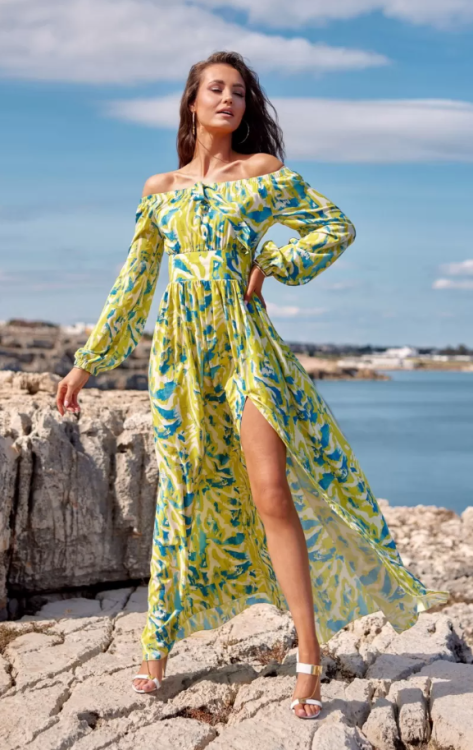 Maxi sukienka hiszpanka print Bona