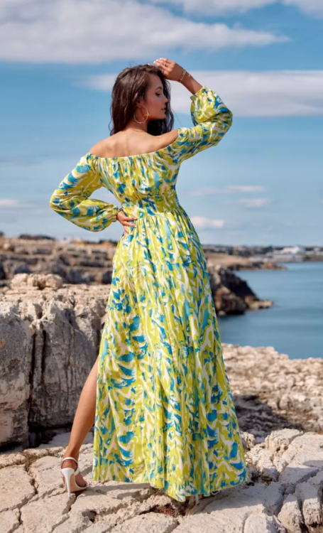 Maxi sukienka hiszpanka print Bona
