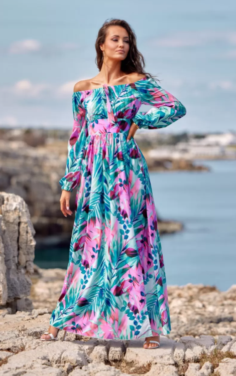 Maxi sukienka hiszpanka print Bona