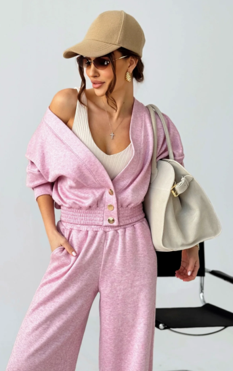 Sweterkowy komplet szerokie spodnie + bluza Meggi