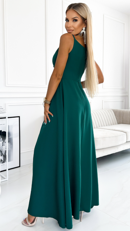 Elegancka sukienka maxi z rozporkiem butelkowa Chiara