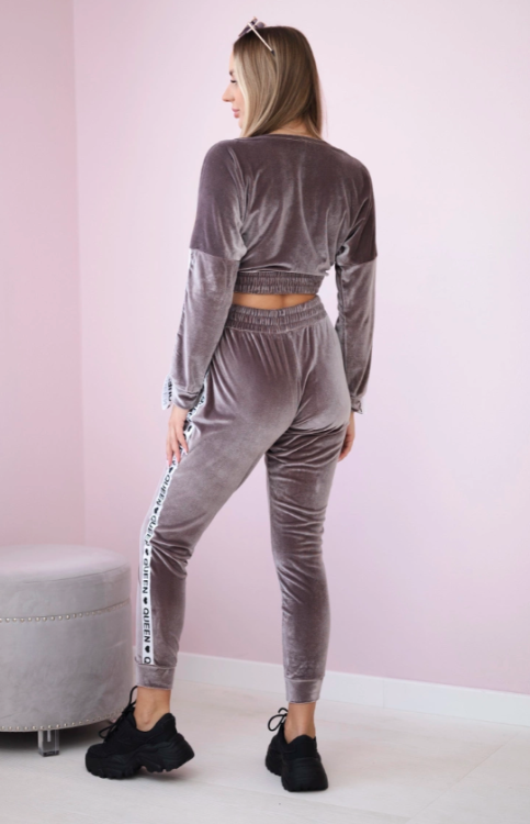Welurowy dres - krótka bluza + spodnie Queen