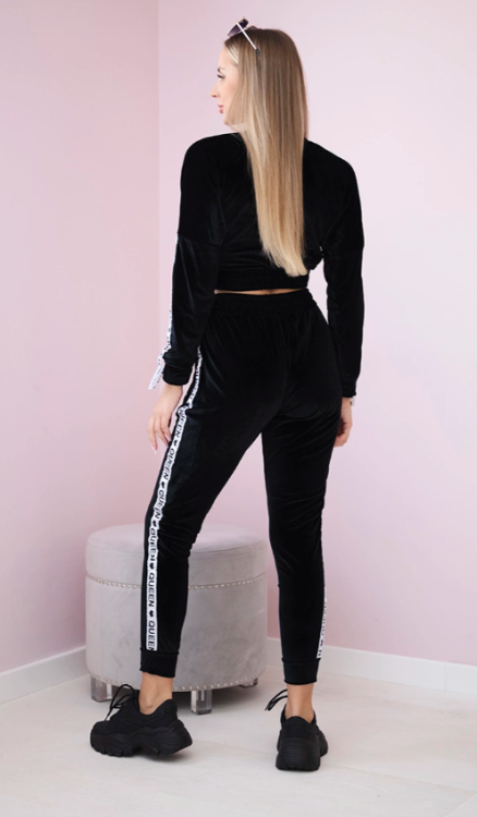 Welurowy dres - krótka bluza + spodnie Queen
