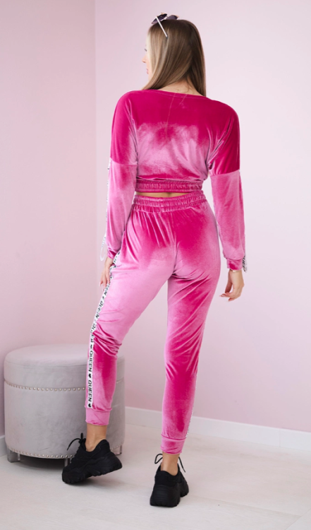 Welurowy dres - krótka bluza + spodnie Queen