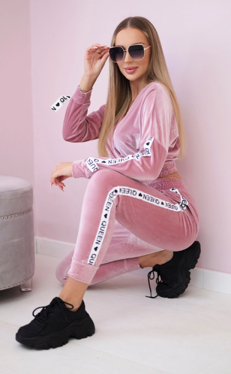 Welurowy dres - krótka bluza + spodnie Queen