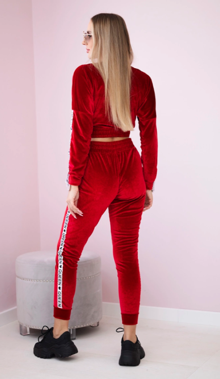 Welurowy dres - krótka bluza + spodnie Queen